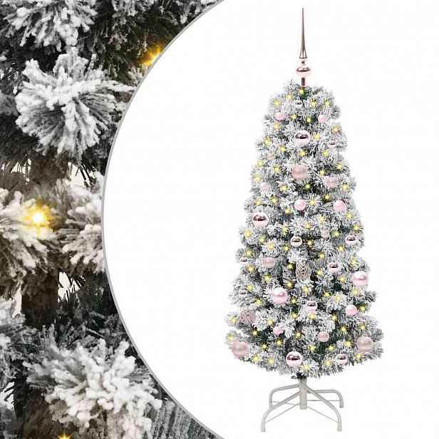 vidaXL Umělý Skládací Vánoční Strom 150 LED Zelená a bílá 120 cm
