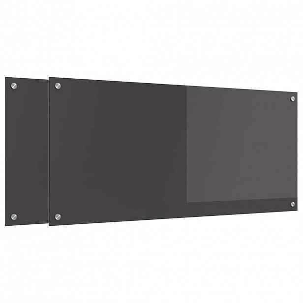 vidaXL Kuchyňský obklad 2 ks Tmavě šedá 110 x 50 cm tvrzené sklo