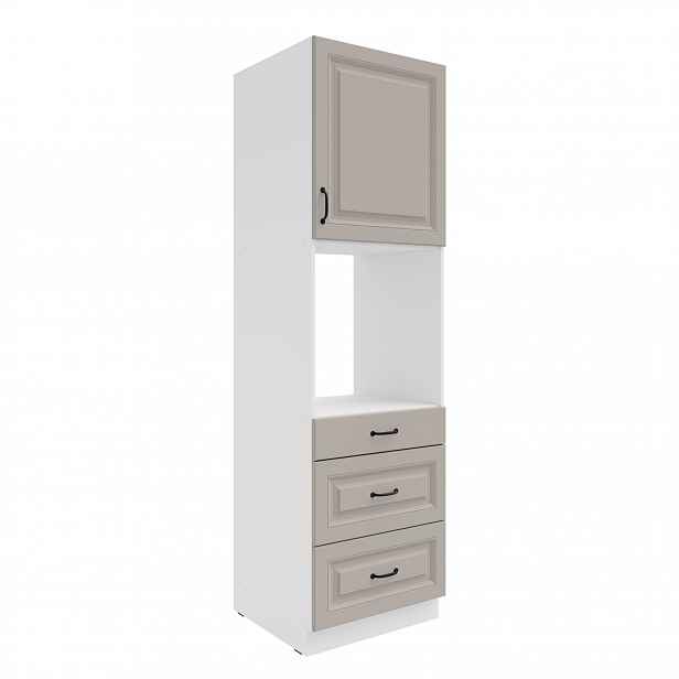 Vysoká skříňka pro vestavnou troubu Stilo 60 DPS-210 3S 1F - Premium Box Barva korpusu: Bílá, Barva dvířek: Clay Grey