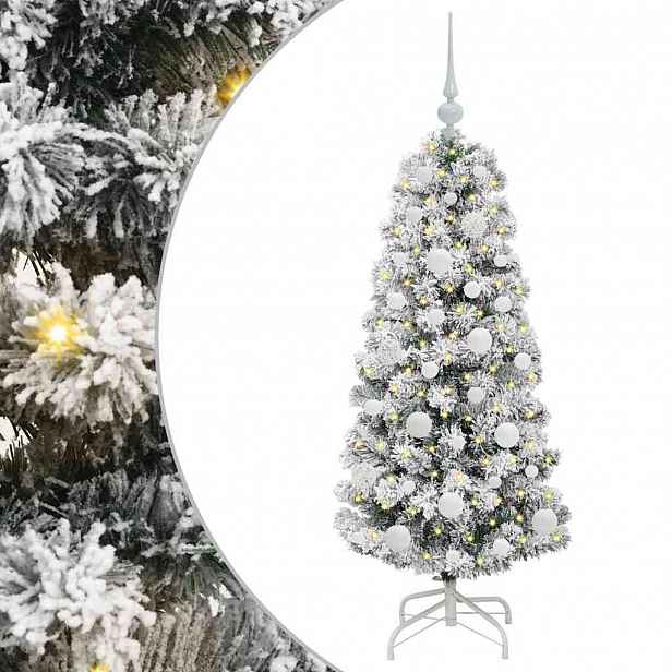 vidaXL Umělý Skládací Vánoční Strom 150 LED Zelená a bílá 120 cm