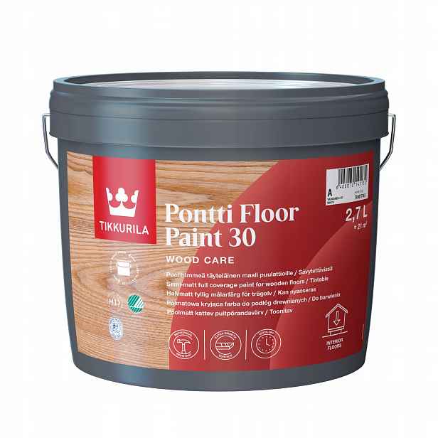 Barva na dřevěné podlahy Tikkurila Pontti Floor 30 2,7L POLOMATové barvy
