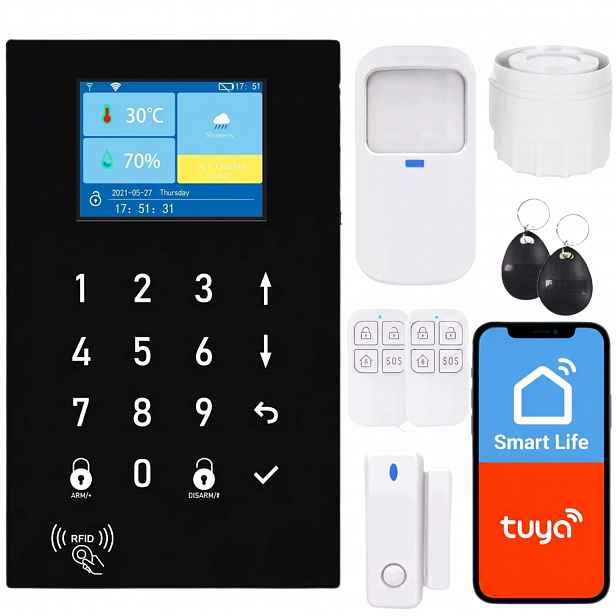 Bezdrátový alarm Gsm WiFi s aplikací Tuya, sada, Kostor SAD006