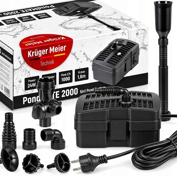 Čerpadlo Filtr Fontána Do Jezírka 5V1 Uvc 1000L/H 24W Pondmate