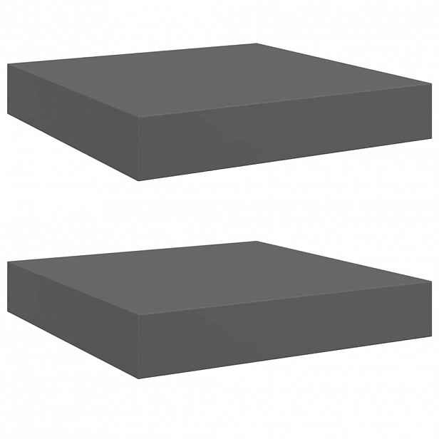 vidaXL Plovoucí nástěnné police 2 ks lesklé šedé 23x23,5x3,8 cm MDF