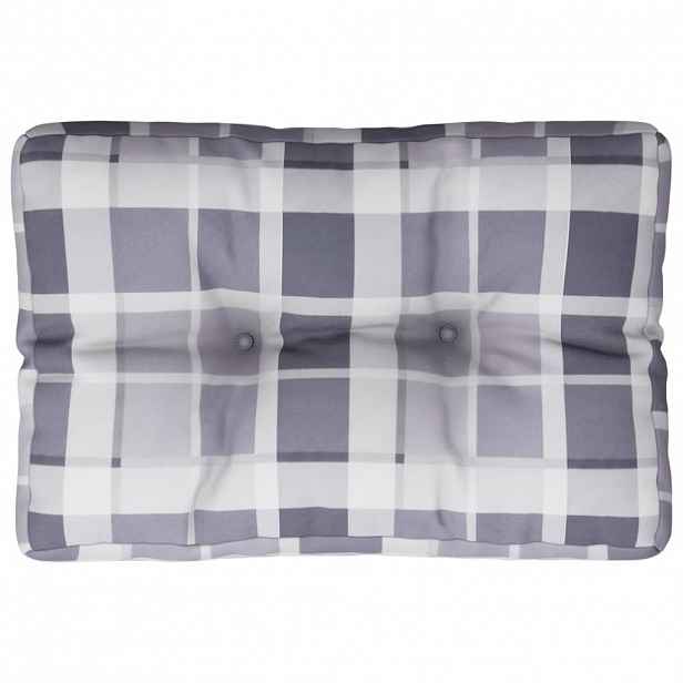 vidaXL Poduška na palety šedá károvaná 50 x 40 x 12 cm textil
