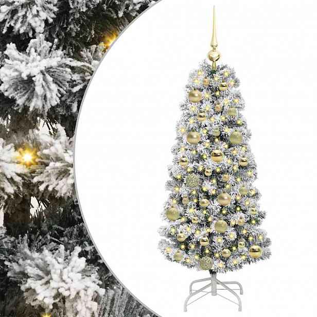 vidaXL Umělý Skládací Vánoční Strom 150 LED Zelená a bílá 120 cm