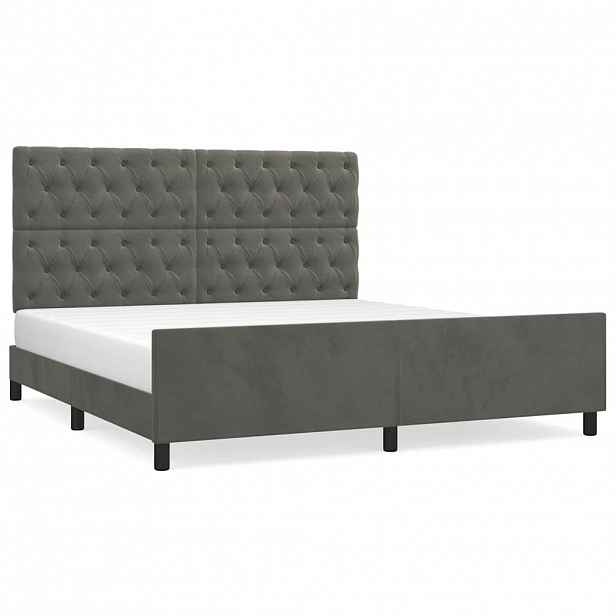 vidaXL Rám postele bez matrace tmavě šedý 160 x 200 cm samet