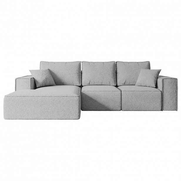 ALTDECOR ROHOVÁ SEDACÍ SOUPRAVA s funkcí lůžka a úložným prostorem SERRA-L-S – 266x161x87 cm světle šedá buklé