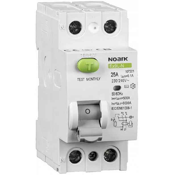 Diferenciální Proudový Spínač, 6 Ka, 40A, 30MA, 2P Typ Ac EX9L-N Noark 108315