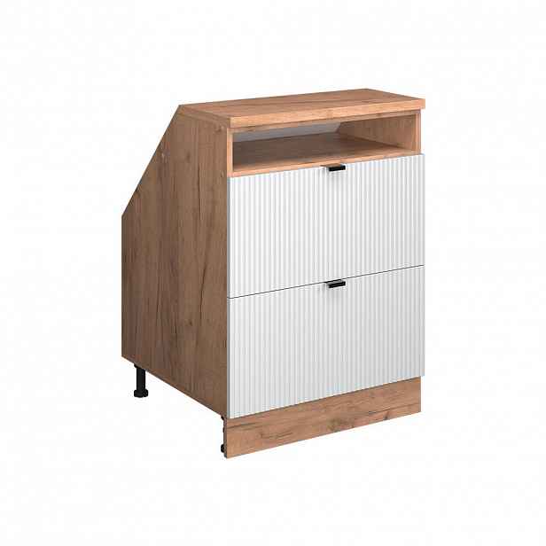 Vicco ŠIKMÁ SKŘÍŇ Rion Bílé zvlnění 60 x 81.6 cm se 2 zásuvkami, korpus skříně hloubka 60 cm