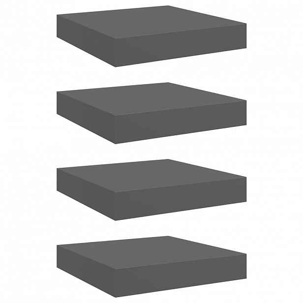 vidaXL Plovoucí nástěnné police 4 ks lesklé šedé 23x23,5x3,8 cm MDF