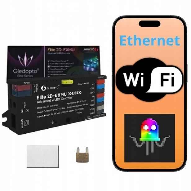 Wled ovladač pro adresovatelné pásky Pixel Ethernet smart mikrofon