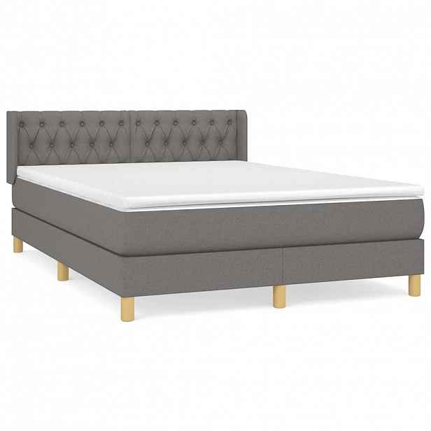 vidaXL Box spring postel s matrací tmavě šedý 140 x 190 cm textil
