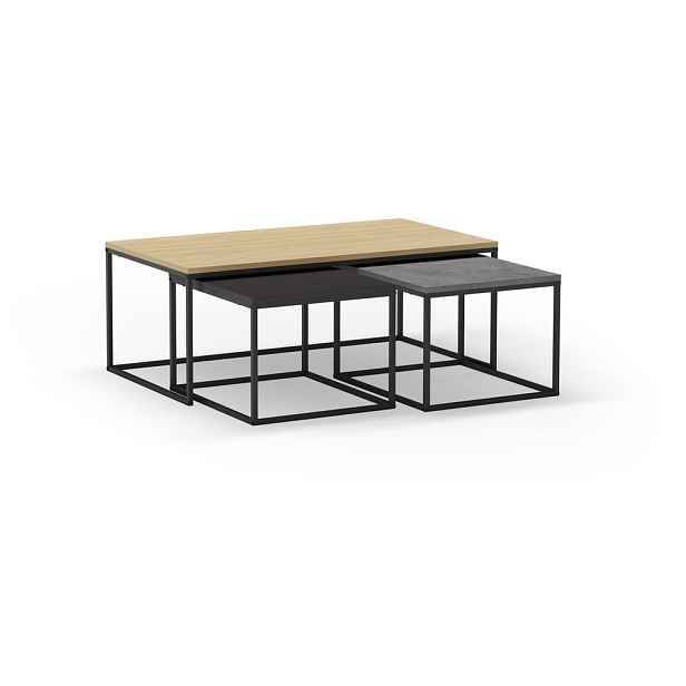 Konferenční stolky v sadě 3 ks v šedo-přírodní barvě 60x110 cm Camelia – Marckeric
