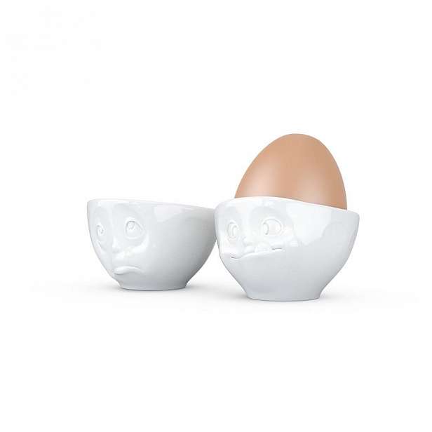 Sada 2 bílých porcelánových kalíšků na vajíčka 58products Oh Please, objem 100 ml