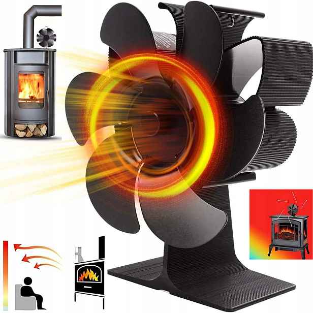 Stojanový Krbový Ventilátor Distributor Vzduchu Koza 6 Čepelí Výkon