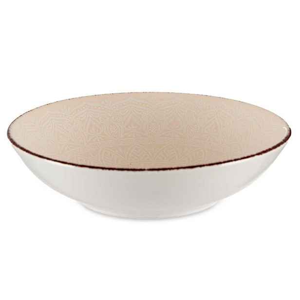 VESSIA Hluboký kameninový talíř MANDALA 20 cm béžový