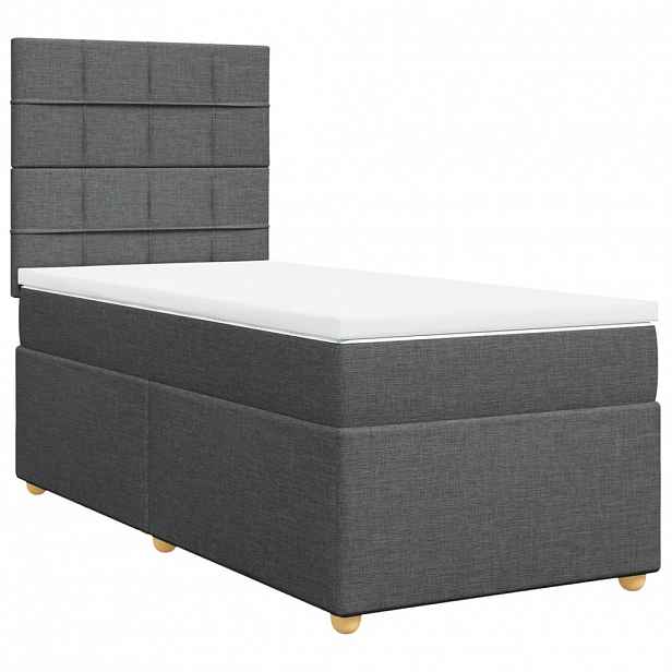 vidaXL Box spring postel s matrací tmavě šedá 90x190 cm textil