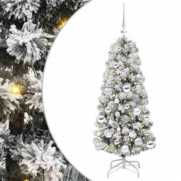 vidaXL Umělý Skládací Vánoční Strom 150 LED Zelená a bílá 120 cm