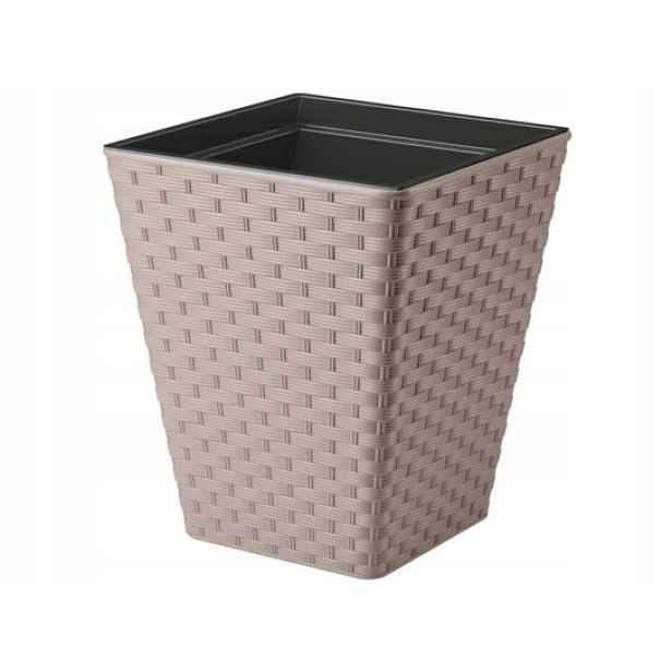 Květináč Form-Plastic Rattana Čtverec 40 Taupe 41 l