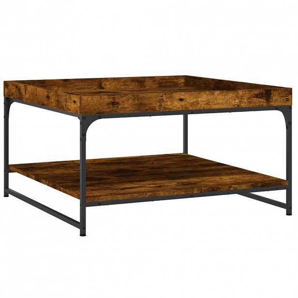vidaXL Konferenční stolek kouřový dub 80x80x45 cm kompozit a železo