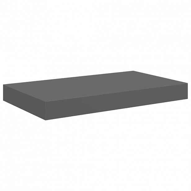 vidaXL Plovoucí nástěnná police šedá vysoký lesk 40 x 23,5 x 3,8 cm MDF