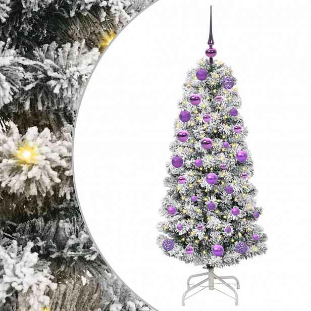 vidaXL Umělý Skládací Vánoční Strom 150 LED Zelená a bílá 120 cm