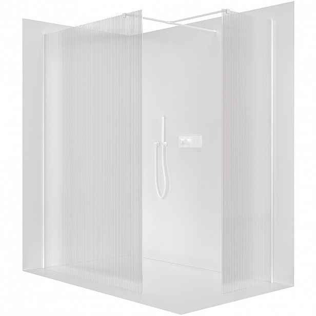 Sprchová zástěna Walk-in Onyx T L/P - 8 mm - hranatá vzpěra - bílá matná, rýhované sklo - 110x50x200 cm