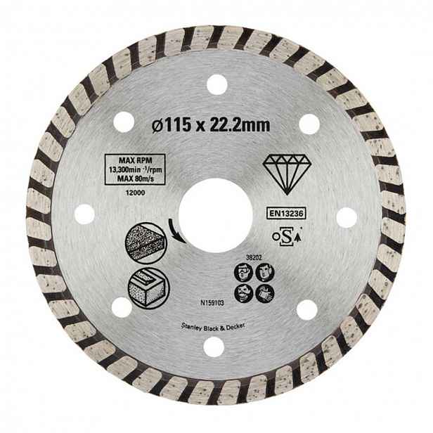 Stanley - Diamantový řezný kotouč na žulu a cihly, 115x22,2 mm STA38202-XJ