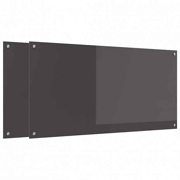 vidaXL Kuchyňský obklad 2 ks Tmavě šedá 120 x 60 cm tvrzené sklo