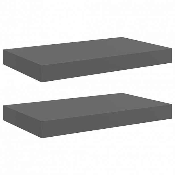 vidaXL Plovoucí nástěnné police 2 ks šedé vysoký lesk 40x23,5x3,8 cm MDF