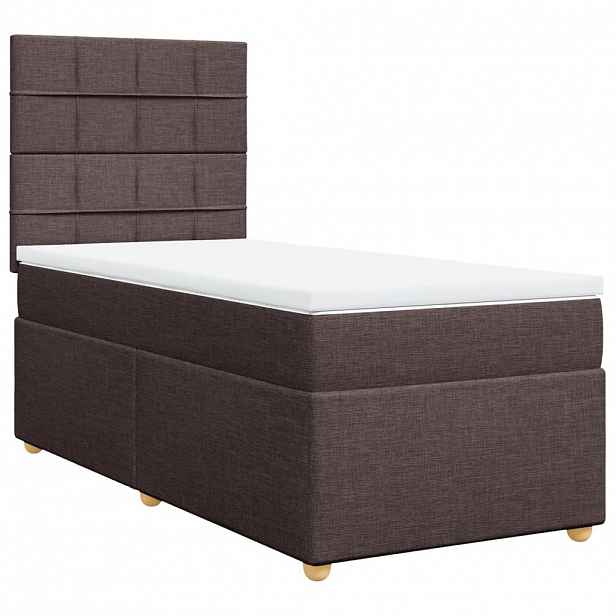 vidaXL Box spring postel s matrací tmavě hnědá 90x190 cm textil