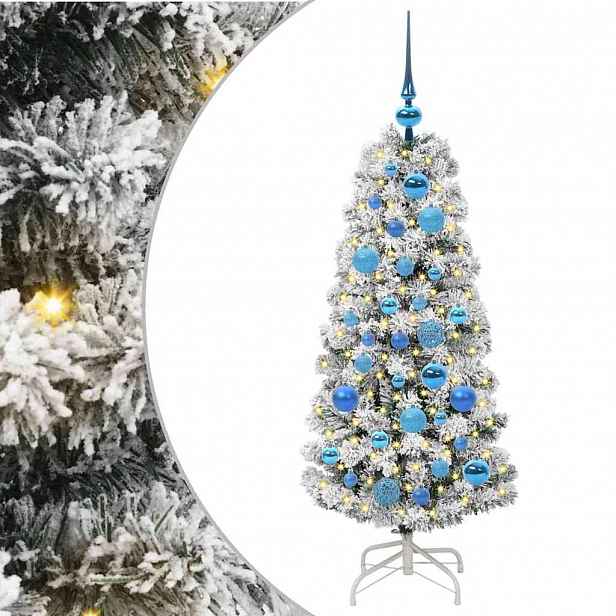 vidaXL Umělý Skládací Vánoční Strom 150 LED Zelená a bílá 120 cm