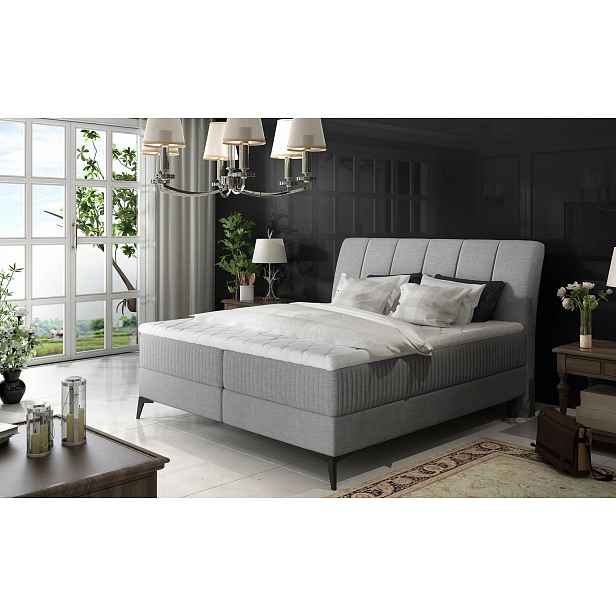 Kontinentální postel s úložným prostorem 180x200 MODRIVA - šedá 1