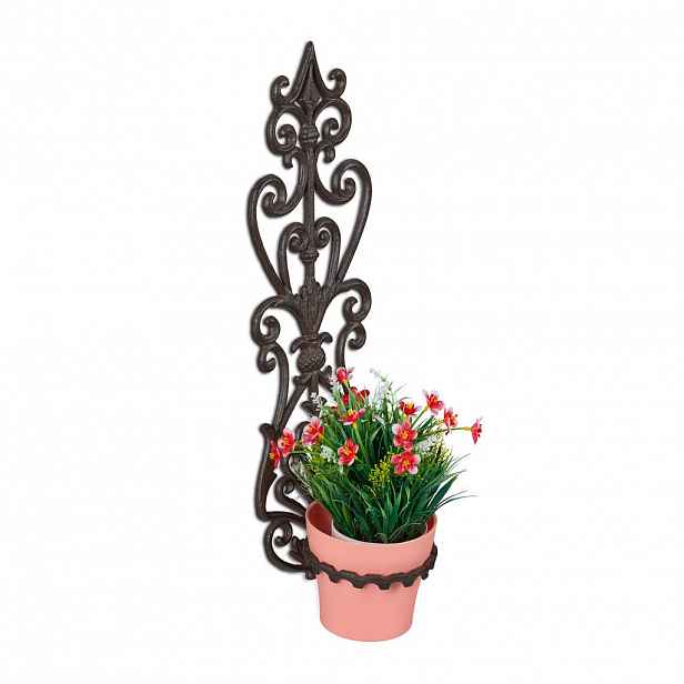 Relaxdays DRŽÁK KVĚTINÁČE hnědý na zeď 54 cm