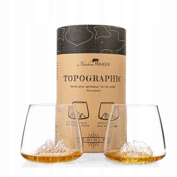 Sada 2 sklenic na whisky Tre Cime & Monte Rosa Topographic