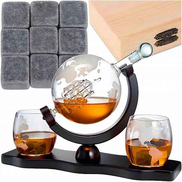 Sada Na Whisky Karafa Globus Sklenice Kostky Dárek K Narozeninám VÁNOCE8