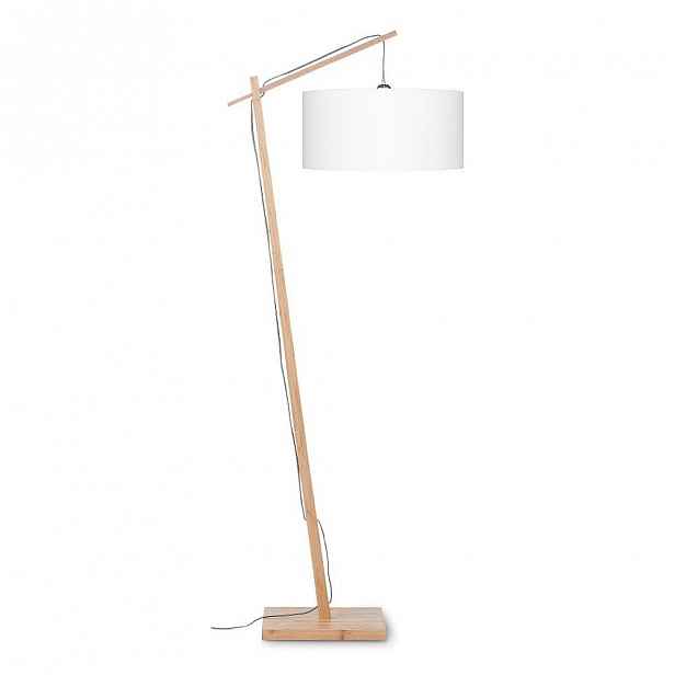 Stojací lampa s bílým stínidlem a konstrukcí z bambusu Good&Mojo Andes