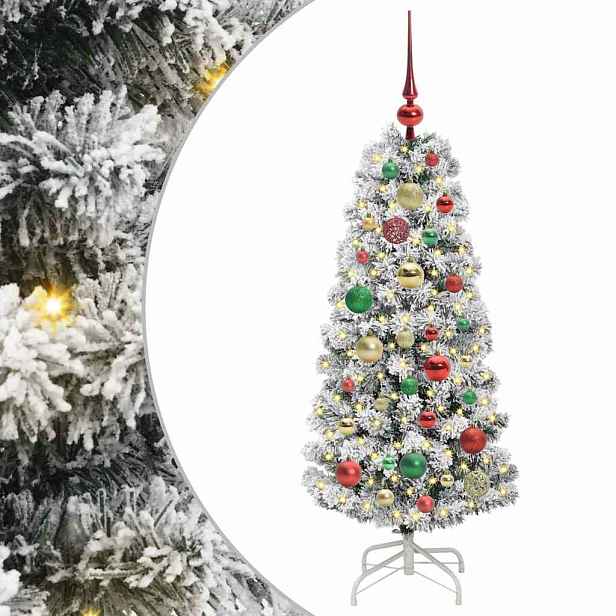 vidaXL Umělý Skládací Vánoční Strom 150 LED Zelená a bílá 120 cm