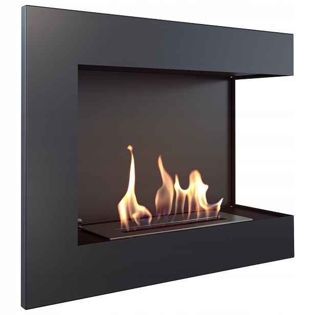 Biokrb Kratki rohový závěsný oheň bezkouřový Delta/p 600x280 černý Tuv