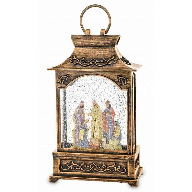 Led vánoční lampion kovový, sklo 33x16,5x9 cm