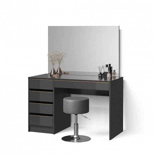 Livinity® TOALETNÍ STOLEK Imola Černá/zlatá 120 cm se stoličkou