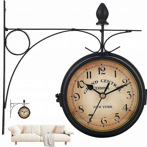 Nástěnné hodiny Retro oboustranné 13 cm Tichý mechanismus pro obývací pokoj a kavárnu