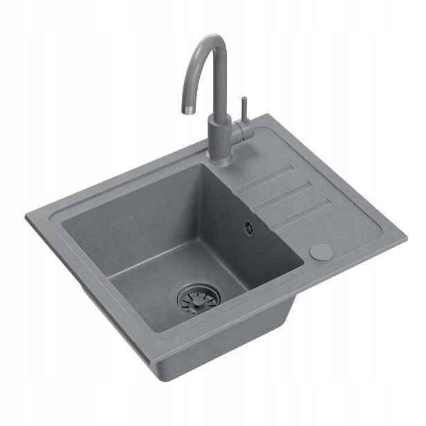 Quadron Ben 116 1-komorový dřez 55x44x17,5 cm Šedý Sifonový set