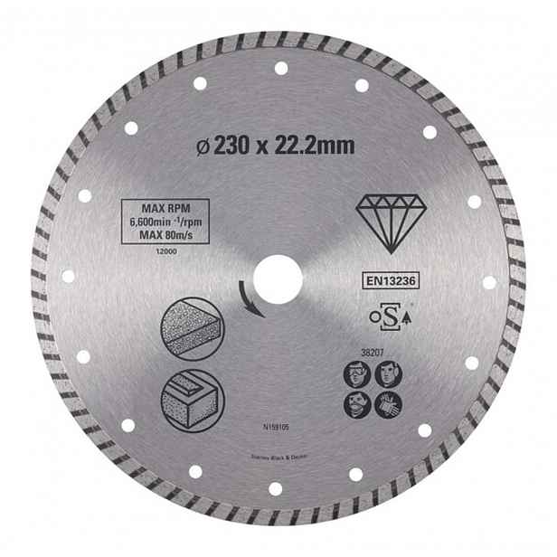 Stanley - Diamantový řezný kotouč na žulu a cihly, 230x22,2 mm STA38207-XJ