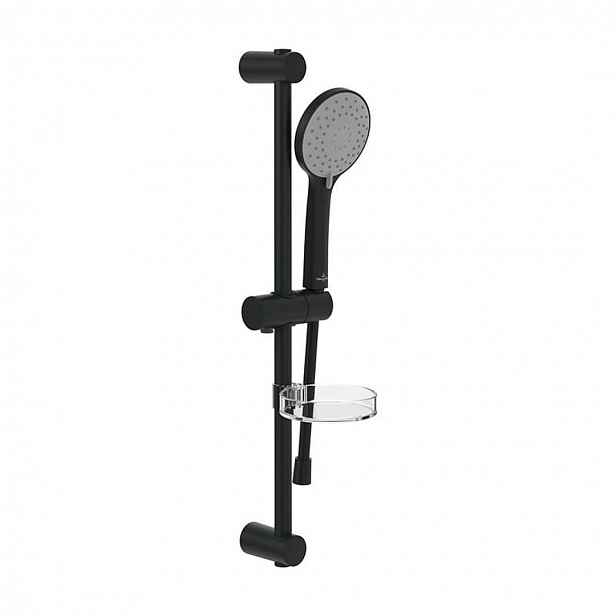 Villeroy & Boch Universal Showers - Set sprchové hlavice, tyče a hadice, 3 proudy, matná černá TVS109004UK0K5