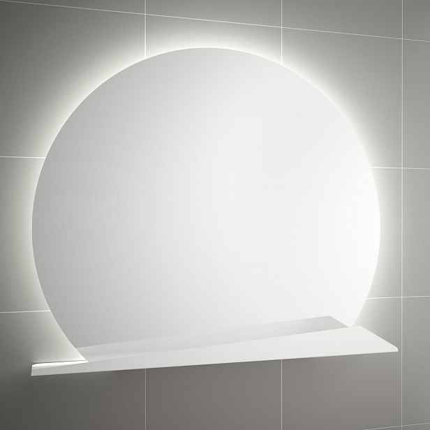 Zrcadlo s LED osvětlením a poličkou Salgar 80x80 cm bílá 83965B