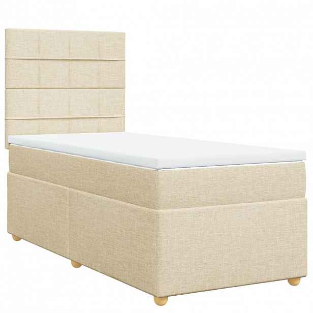 vidaXL Box spring postel s matrací krémová 90x190 cm textil