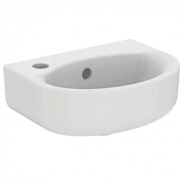 Ideal Standard Connect - Umývátko 35x26 cm, 1 otvor pro baterii vlevo, s Ideal Plus, bílá E7912MA