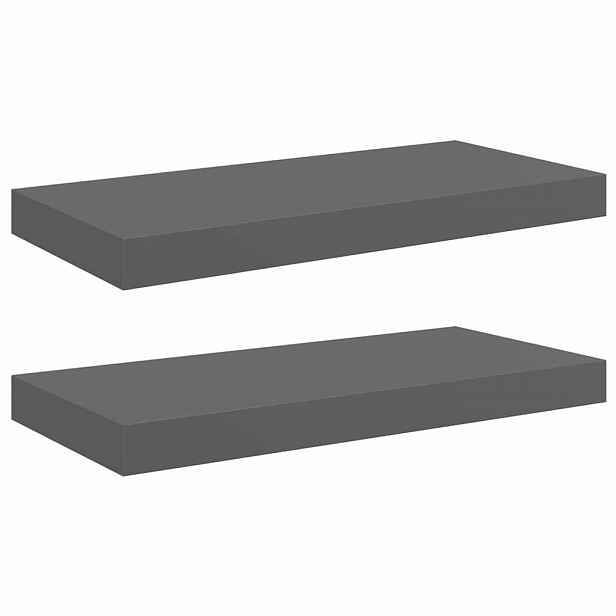 vidaXL Plovoucí nástěnné police 2 ks šedé vysoký lesk 50x23,5x3,8 cm MDF